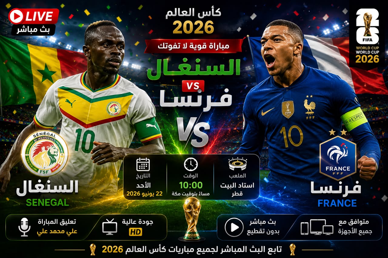 بث مباشر مباراة فرنسا والسنغال اليوم كأس العالم 2026