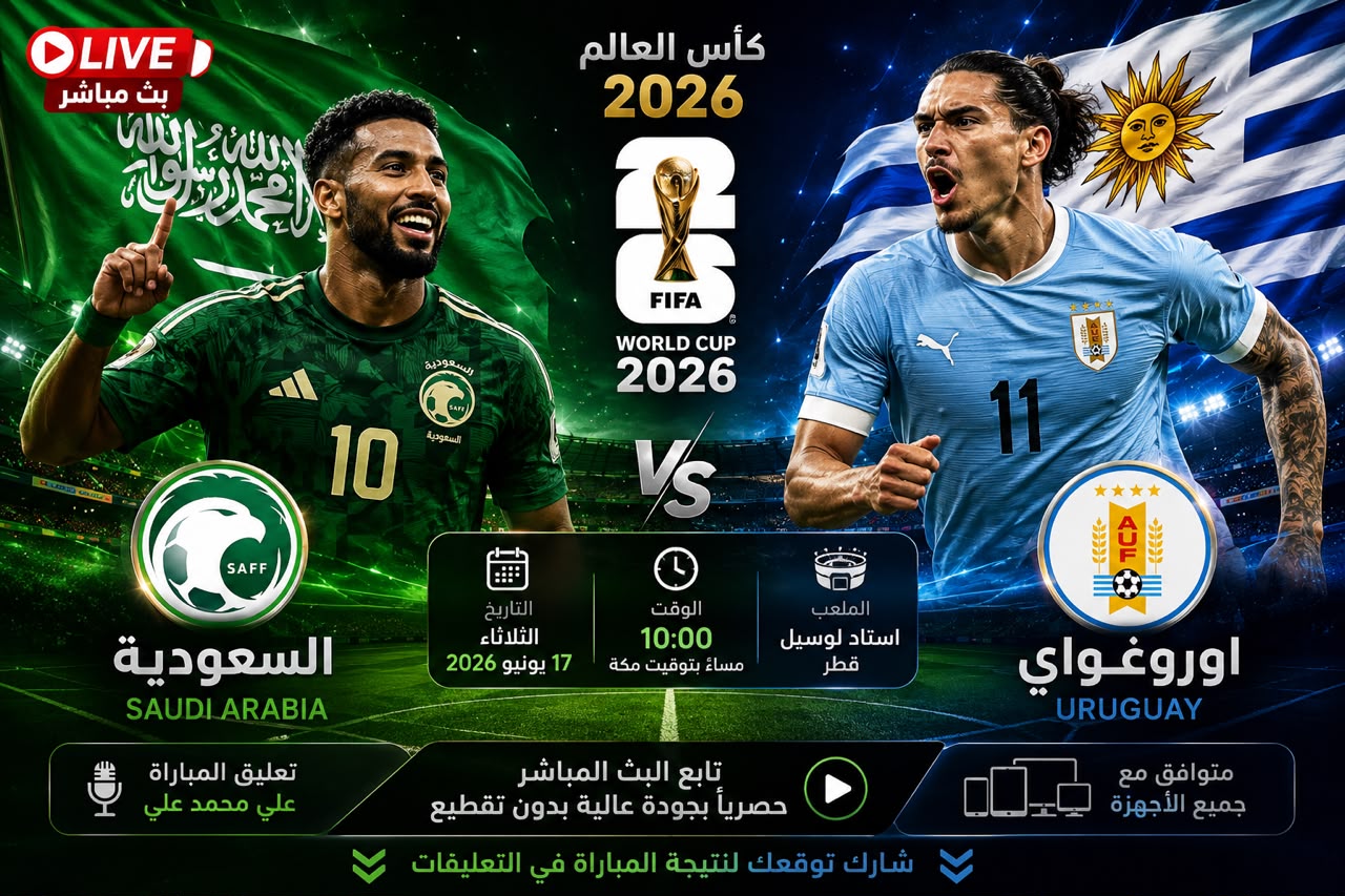 بث مباشر مباراة السعودية وأوروجواي اليوم كأس العالم 2026